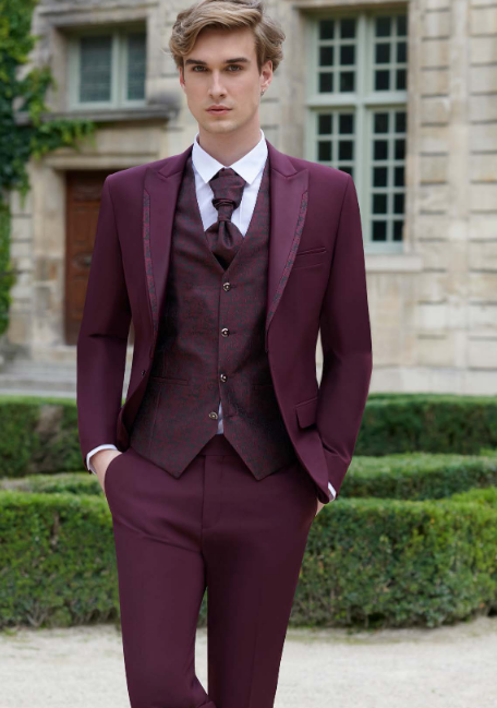 Costume Mariage Homme Veste Rouge Bordeaux Homme Costume