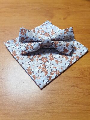 Noeud papillon et pochette liberty marron - Elios