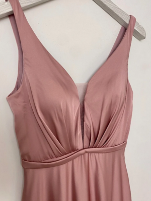 Robe satin rose Lautinel détails